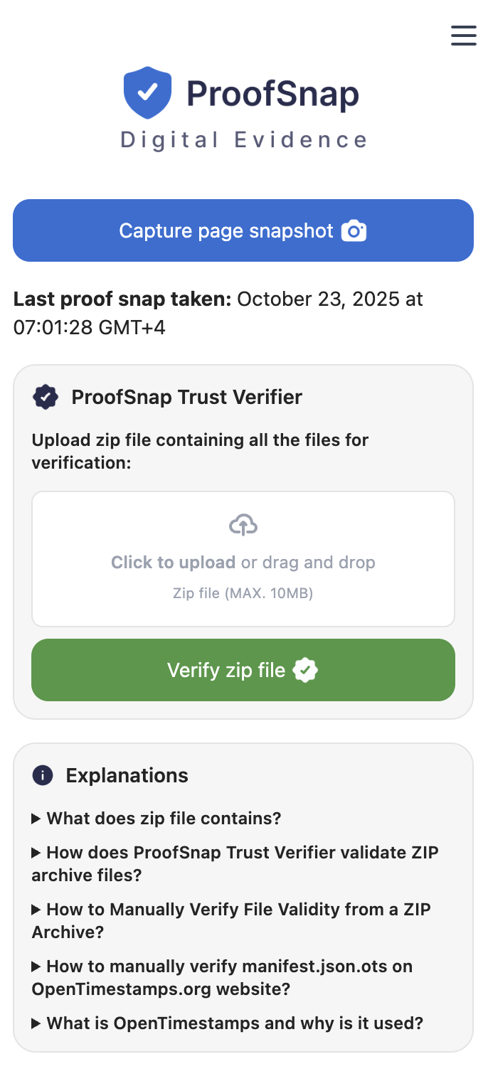 ProofSnap extension capture screenshot