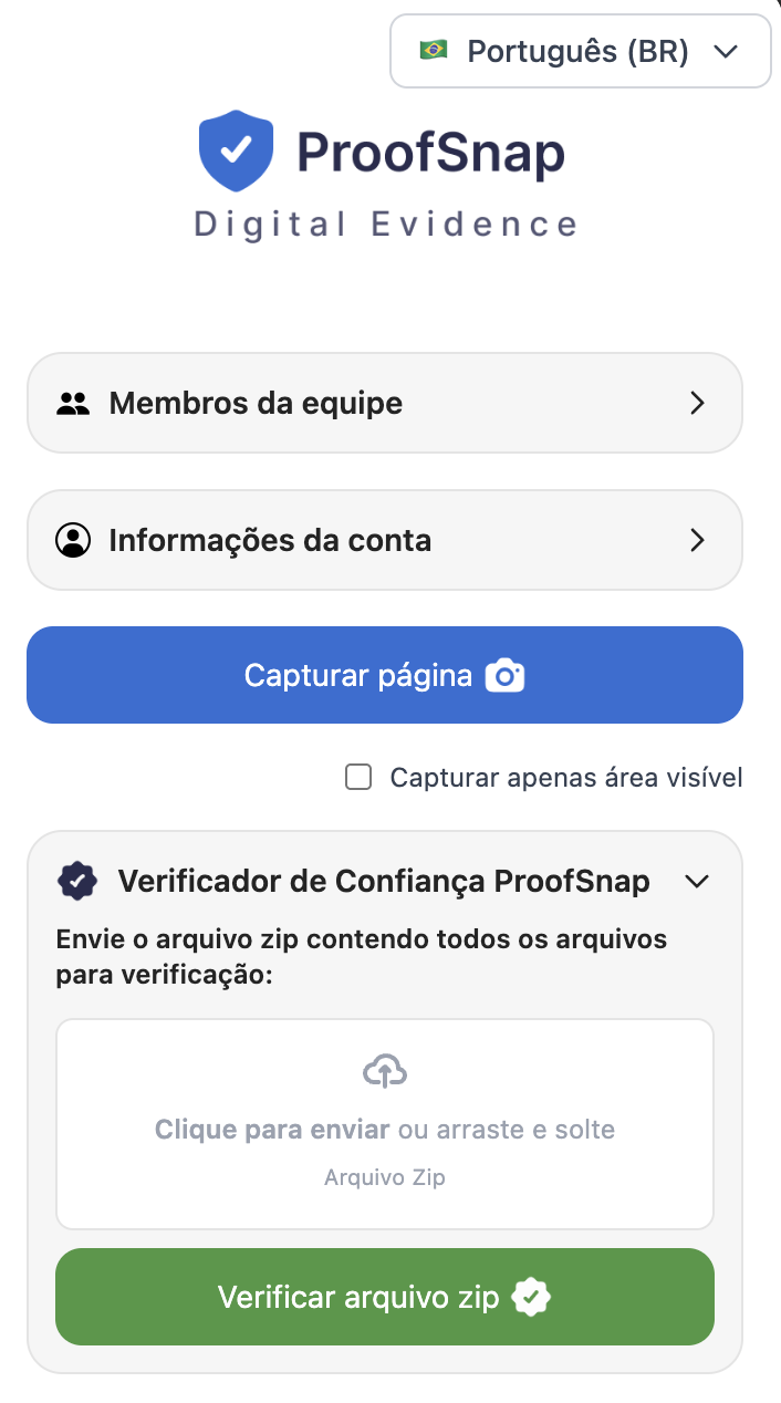Extensão ProofSnap para Chrome: Assegurar página web como evidência válida para tribunal com hash SHA-256, assinatura digital e carimbo de tempo blockchain — em conformidade com eIDAS 2